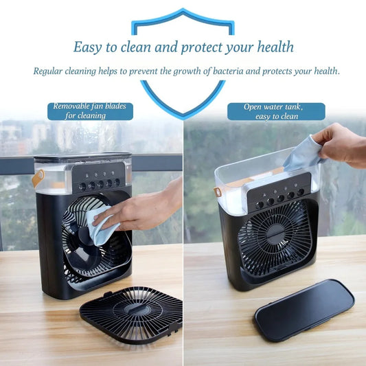 New USB Humidifier Fan with 5 Sprays for Office, Dorm, and Home Use – Aromatherapy, Cooling Air Conditioner & Water Filling Fan